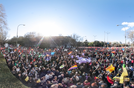 22 maart 2014, Madrid. Tienduizenden Spanjaarden betogen onder het motto “Brood, werk, een dak boven het hoofd en waardigheid”. (Foto sitoo / Flickr)