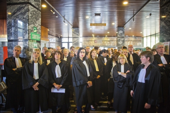 Actie van de magistraten in Charleroi. (Foto Solidair, Salim Hellalet) 