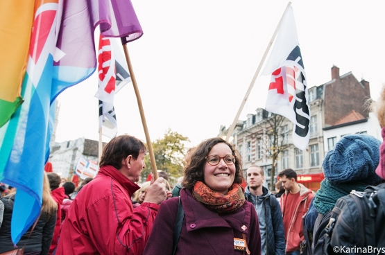 Lise Vandecasteele, OCMW-raadslid van de PVDA (Foto Karina Brys / Solidair )