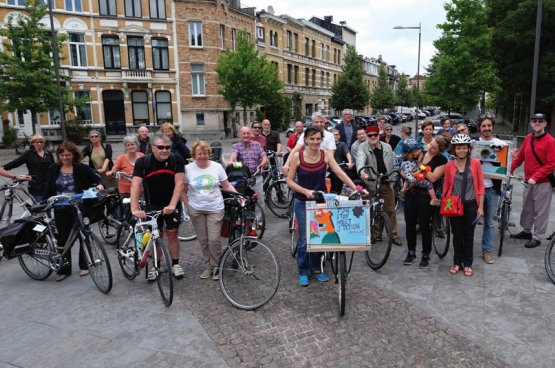 In juni voerde PVDA Berchem actie tegen de uitbreiding van de activiteiten op de luchthaven van Deurne. (Foto Solidair, Roland Teirlinck)