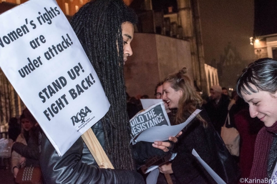 “Vrouwenrechten worden aangevallen”. Daarom hebben verschillende organisaties acties georganiseerd, waaronder een staking op 8 maart, Internationale Vrouwendag. (Foto Solidair, Karina Brys)