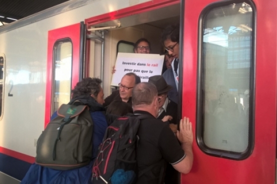 Op 23 augustus werd actie gevoerd tegen de minimumdienstverlening bij de NMBS. (Foto Belga)