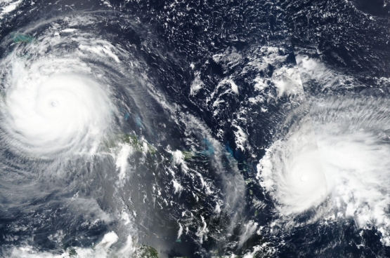 De orkanen Irma en Jose in 2017. (Foto NASA / SNPP / VIIRS)