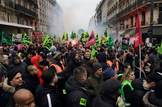 Manifestatie van het spoorwegpersoneel op 22 maart 2018 in Parijs (foto Alternative Libertaire, Flickr)