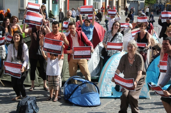 De PVDA voert al jaren actie voor lagere huurprijzen. (Foto PVDA Brussel)