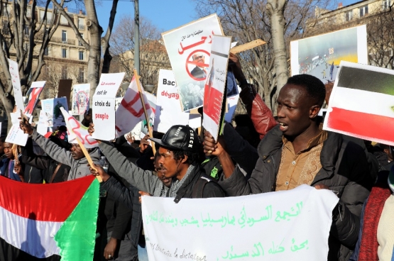 Betoging op 29 december 2018 in Marseille om het protest tegen president Bashir van Soedan te ondersteunen. (PHOTOPQR/LA PROVENCE-Belga) 