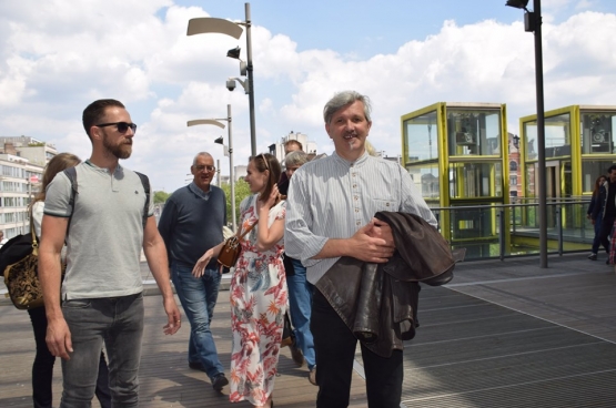 Een tevreden Peter Spruyt na de uitspraak van de arbeidsrechtbank. (Foto Solidair)