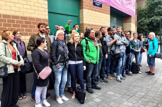 Werknemers van Fnac in Brussel.  (Foto Solidair, Françoise De Smedt)