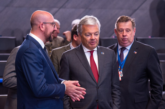 Charles Michel (links) en Didier Reynders (tweede links) - Foto, NATO