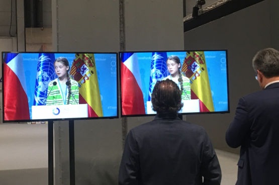 Greta Thunberg op de COP25 in Madrid (foto John Englart, Flickr)