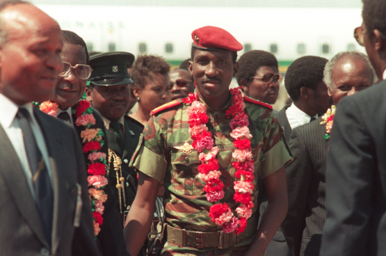 President Thomas Sankara in 1986, een jaar voor zijn moord. (Foto AFP)