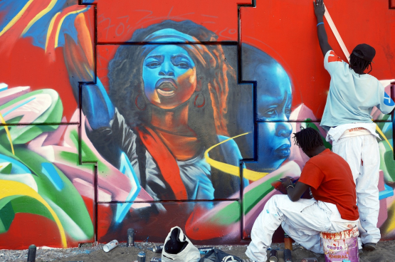 Fresco in Dakar (Senegal) in solidariteit met de Congolezen. (Foto Pierre Laborde)